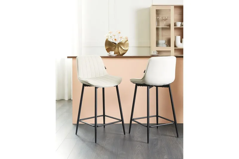 Barstol Dubrovnik set om 2 Beige-Svart - Beige-Svart - Möbler - Fåtölj & stolar - Barstol & barpall