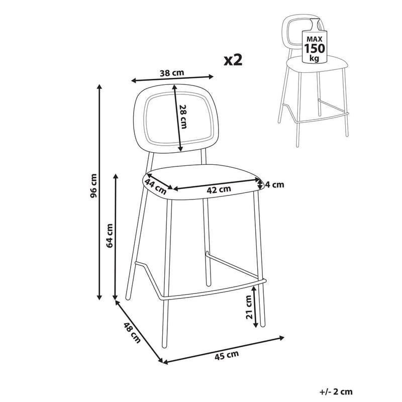 Barstol Duette 2-pack - Beige, svart - Möbler - Fåtölj & stolar - Barstol & barpall