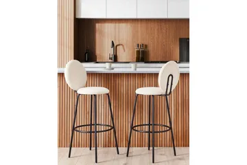 Barstol Emery set om 2 Beige-Svart - Beige-Svart - Möbler - Fåtölj & stolar - Barstol & barpall