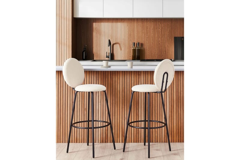 Barstol Emery set om 2 Beige-Svart - Beige-Svart - Möbler - Fåtölj & stolar - Barstol & barpall