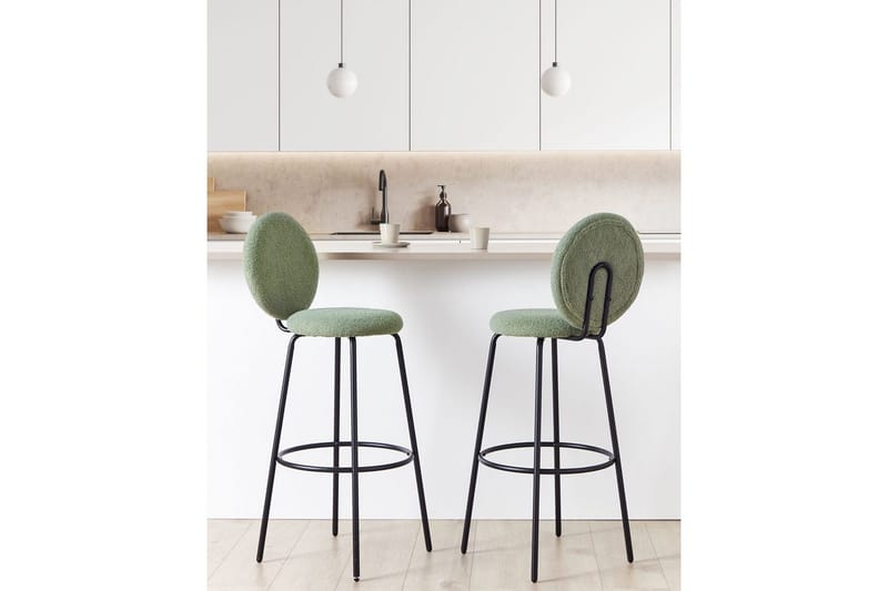 Barstol Emery set om 2 Ljusgrön-Svart - Ljusgrön-Svart - Möbler - Fåtölj & stolar - Barstol & barpall