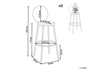 Barstol Emery set om 2 Mörkgrön-Svart - Mörkgrön-Svart - Möbler - Fåtölj & stolar - Barstol & barpall