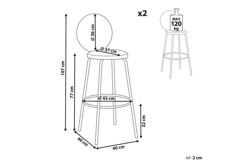 Barstol Emery set om 2 Vit-Svart - Vit-Svart - Möbler - Fåtölj & stolar - Barstol & barpall
