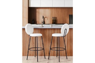 Barstol Emery set om 2 Vit-Svart - Vit-Svart - Möbler - Fåtölj & stolar - Barstol & barpall