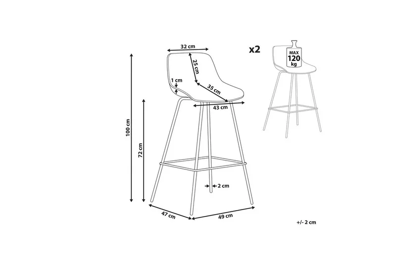 Barstol Emmet set om 2 Ljusgrön - Ljusgrön - Möbler - Fåtölj & stolar - Barstol & barpall