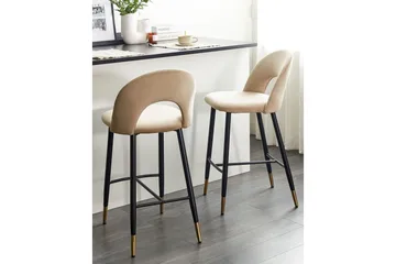 Barstol Falton set om 2 Beige-Svart-Guld - Beige-Svart-Guld - Möbler - Fåtölj & stolar - Barstol & barpall