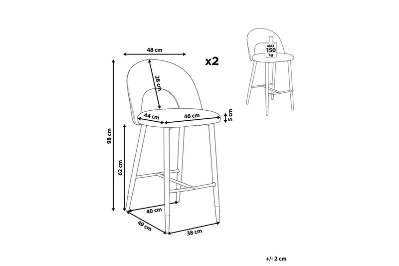 Barstol Falton set om 2 Beige-Svart-Guld - Beige-Svart-Guld - Möbler - Fåtölj & stolar - Barstol & barpall