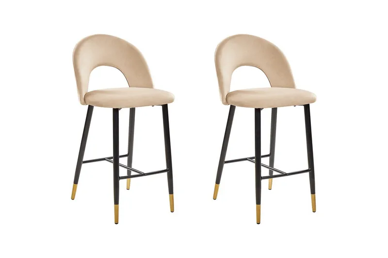 Barstol Falton set om 2 Beige-Svart-Guld, Beige-Svart-Guld