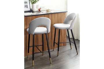 Barstol Falton set om 2 Grå-Svart-Guld - Grå-Svart-Guld - Möbler - Fåtölj & stolar - Barstol & barpall