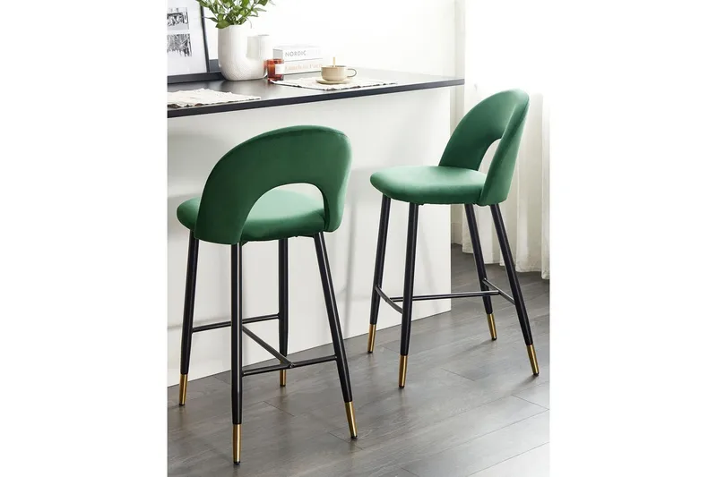 Barstol Falton set om 2 Grön-Svart-Guld - Grön-Svart-Guld - Möbler - Fåtölj & stolar - Barstol & barpall