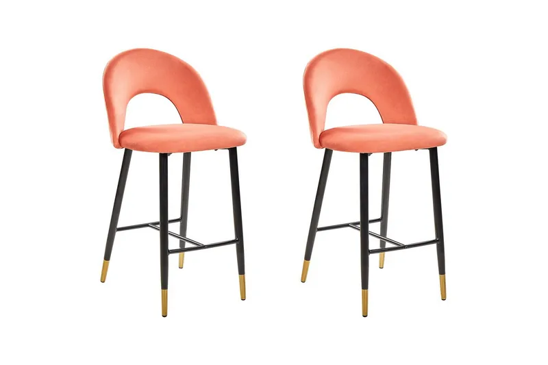 Barstol Falton set om 2 Röd-Svart-Guld, Röd-Svart-Guld