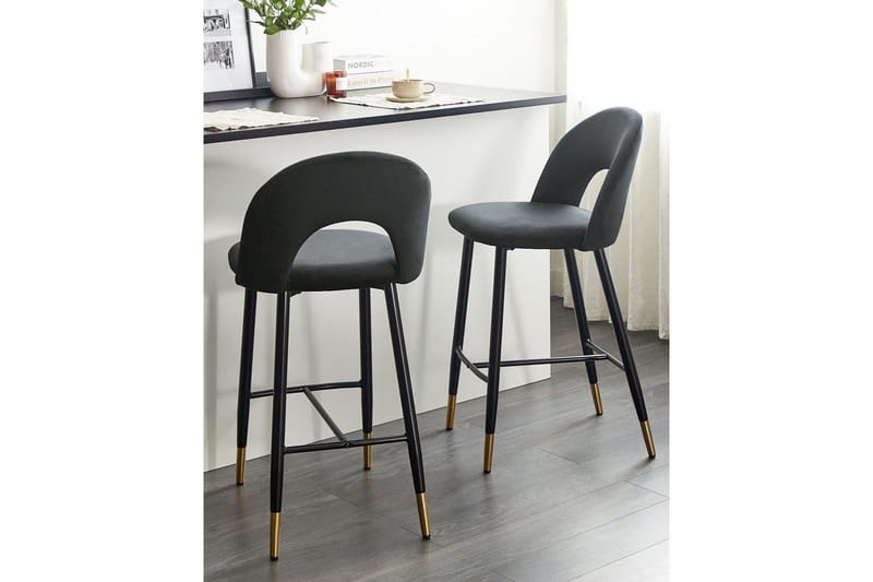 Barstol Falton set om 2 Svart-Guld - Svart-Guld - Möbler - Fåtölj & stolar - Barstol & barpall