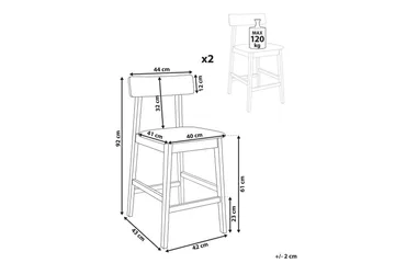 Barstol Isanti set om 2 Ljus Trä-Beige - Ljus Trä-Beige - Möbler - Fåtölj & stolar - Barstol & barpall