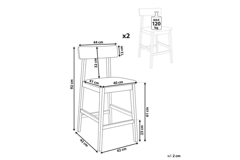 Barstol Isanti set om 2 Ljus Trä-Beige - Ljus Trä-Beige - Möbler - Fåtölj & stolar - Barstol & barpall