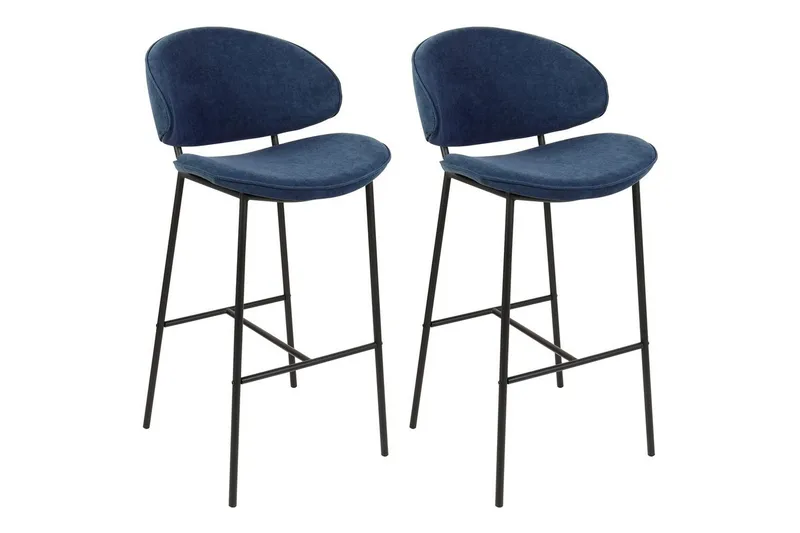 Barstol Kiana set om 2 Blå-Svart, Blå-Svart