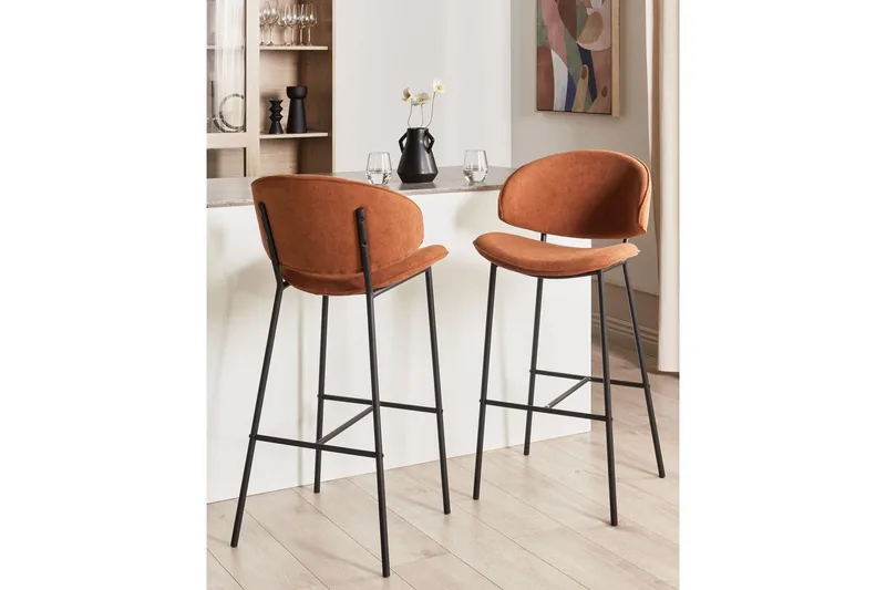 Barstol Kiana set om 2 Orange-Svart - Orange-Svart - Möbler - Fåtölj & stolar - Barstol & barpall