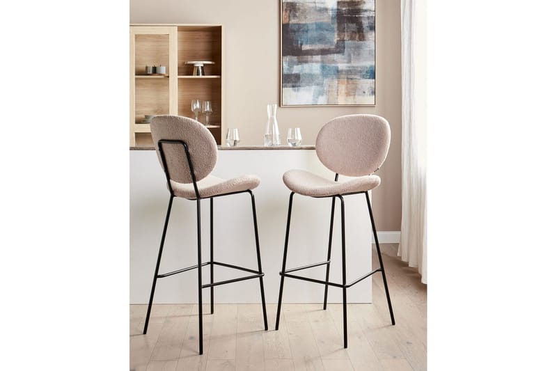 Barstol Luana set om 2 Beige-Svart - Beige-Svart - Möbler - Fåtölj & stolar - Barstol & barpall