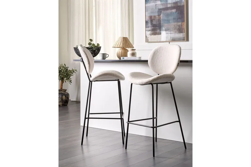 Barstol Luana set om 2 Vit-Svart - Vit-Svart - Möbler - Fåtölj & stolar - Barstol & barpall