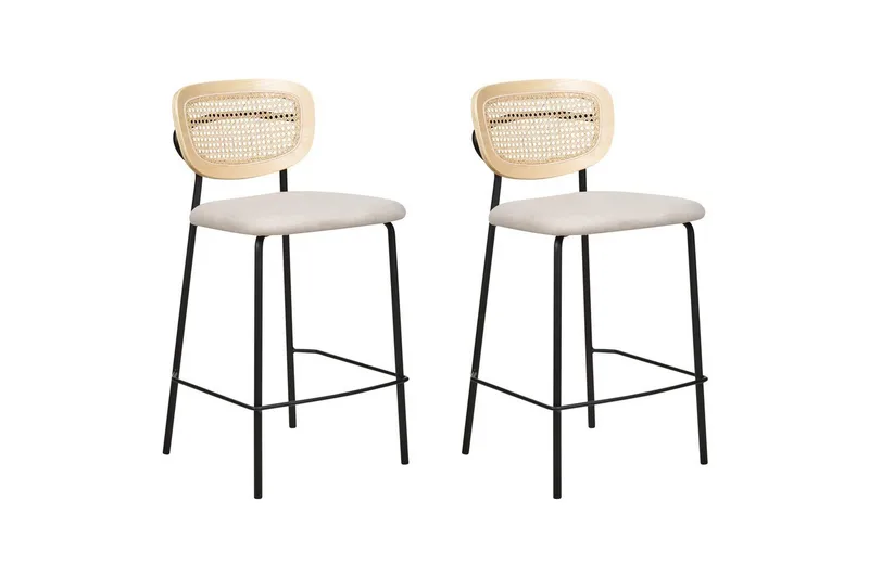 Barstol Mayetta set om 2 Natur-Beige-Svart, Natur-Beige-Svart