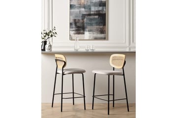 Barstol Mayetta set om 2 Natur-Beige-Svart - Natur-Beige-Svart - Möbler - Fåtölj & stolar - Barstol & barpall