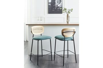 Barstol Mayetta set om 2 Natur-Blå-Svart - Natur-Blå-Svart - Möbler - Fåtölj & stolar - Barstol & barpall