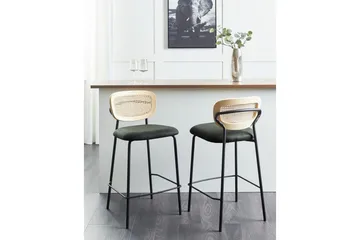 Barstol Mayetta set om 2 Natur-Grön-Svart - Natur-Grön-Svart - Möbler - Fåtölj & stolar - Barstol & barpall