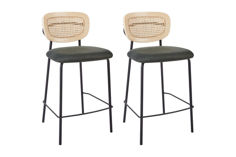 Barstol Mayetta set om 2 Natur-Grön-Svart, Natur-Grön-Svart