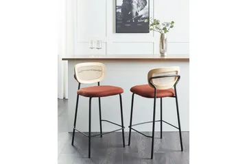 Barstol Mayetta set om 2 Natur-Orange-Svart - Natur-Orange-Svart - Möbler - Fåtölj & stolar - Barstol & barpall