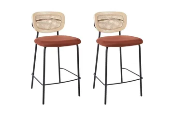 Barstol Mayetta set om 2 Natur-Orange-Svart - Natur-Orange-Svart - Möbler - Fåtölj & stolar - Barstol & barpall