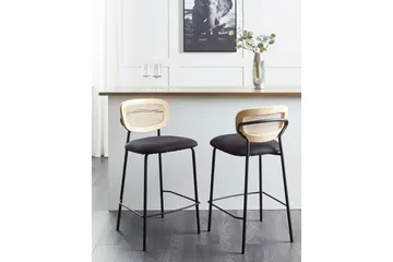Barstol Mayetta set om 2 Natur-Svart - Natur-Svart - Möbler - Fåtölj & stolar - Barstol & barpall