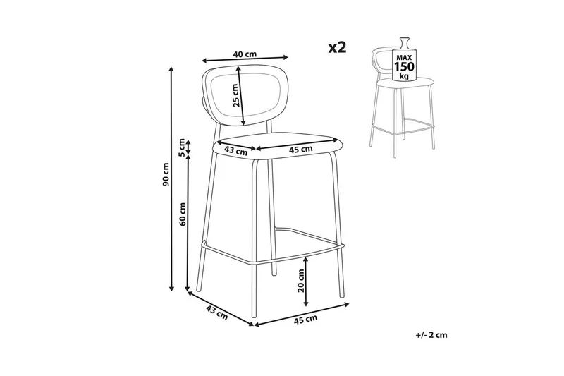Barstol Mayetta set om 2 Natur-Svart - Natur-Svart - Möbler - Fåtölj & stolar - Barstol & barpall
