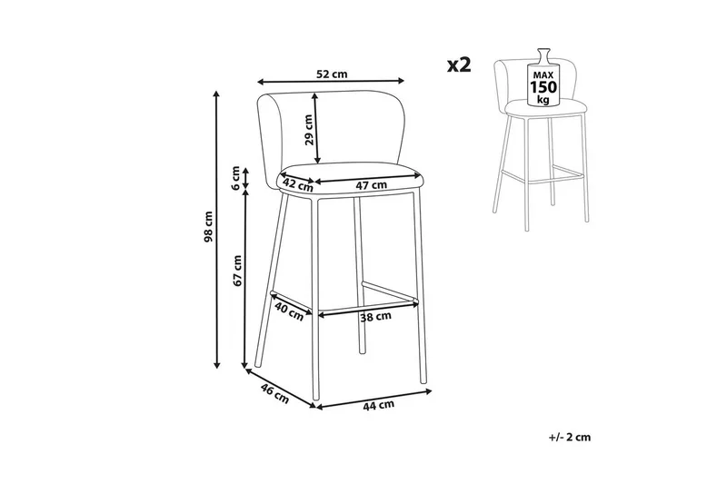Barstol Mina set om 2 Bouclé - Möbler - Fåtölj & stolar - Barstol & barpall