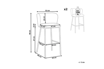 Barstol Mina set om 2 Bouclé - Möbler - Fåtölj & stolar - Barstol & barpall