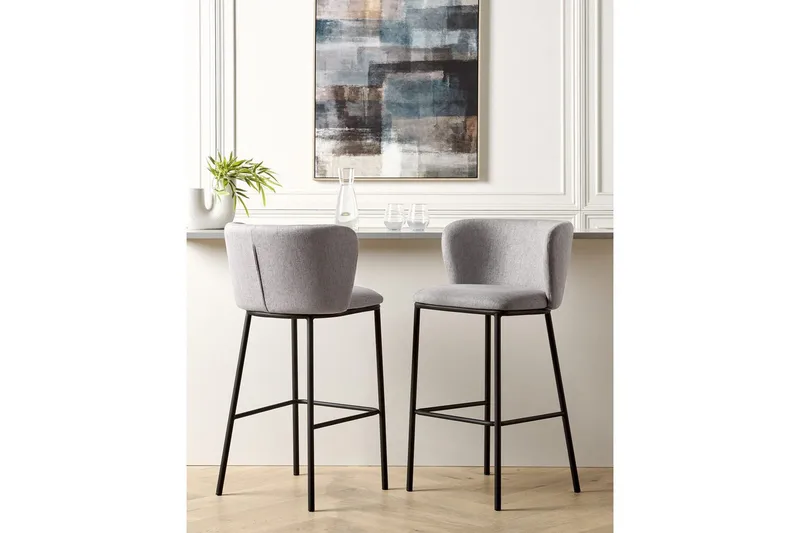Barstol Mina set om 2 Grå-Svart - Grå-Svart - Möbler - Fåtölj & stolar - Barstol & barpall