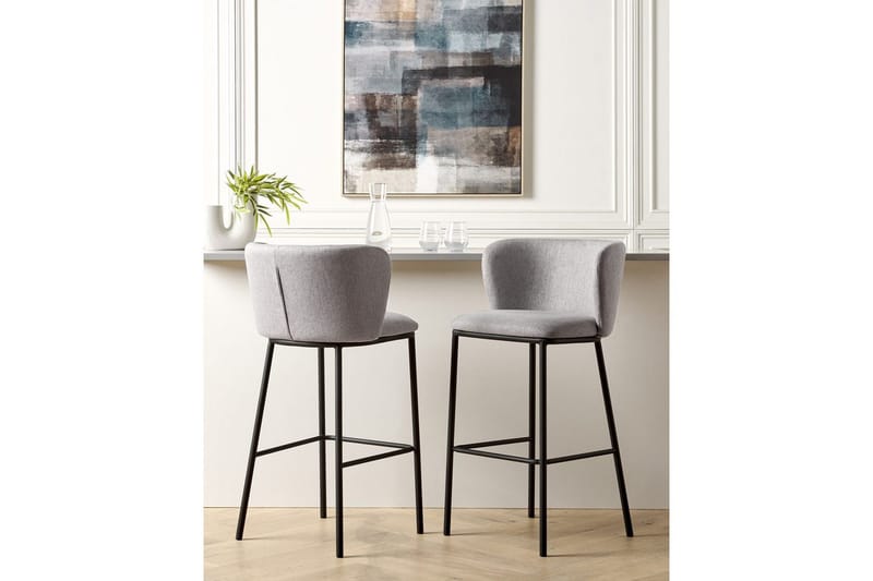 Barstol Mina set om 2 Grå-Svart - Grå-Svart - Möbler - Fåtölj & stolar - Barstol & barpall