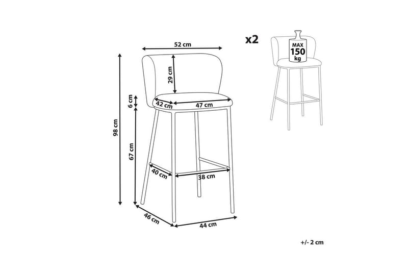 Barstol Mina set om 2 Grå-Svart - Grå-Svart - Möbler - Fåtölj & stolar - Barstol & barpall