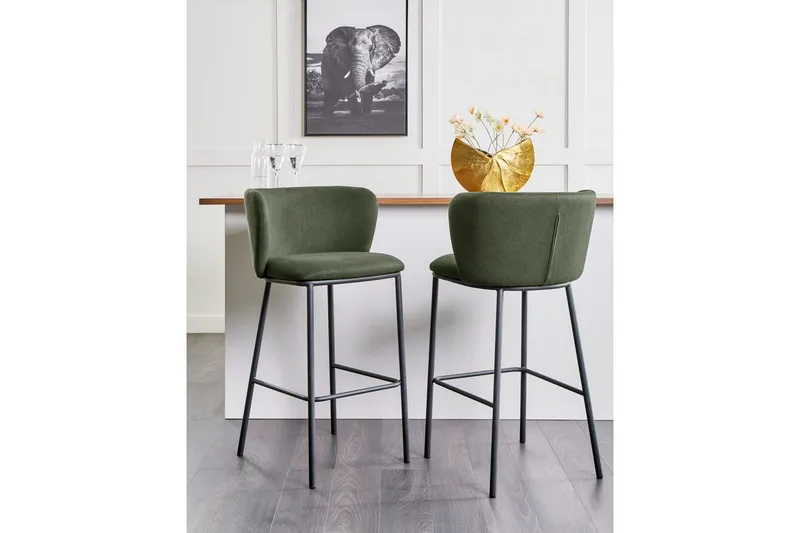 Barstol Mina set om 2 Grön-Svart - Grön-Svart - Möbler - Fåtölj & stolar - Barstol & barpall