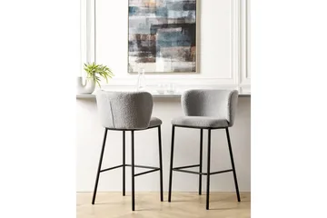 Barstol Mina set om 2 Ljusgrå-Svart - Ljusgrå-Svart - Möbler - Fåtölj & stolar - Barstol & barpall