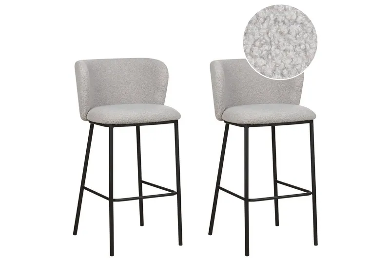 Barstol Mina set om 2 Ljusgrå-Svart - Ljusgrå-Svart - Möbler - Fåtölj & stolar - Barstol & barpall