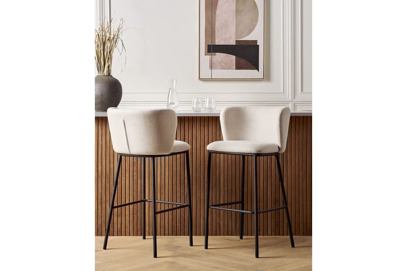 Barstol Mina set om 2 Vit-Svart - Vit-Svart - Möbler - Fåtölj & stolar - Barstol & barpall