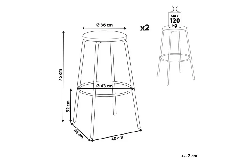 Barstol Morton set om 2 Grön-Svart - Grön-Svart - Möbler - Fåtölj & stolar - Barstol & barpall