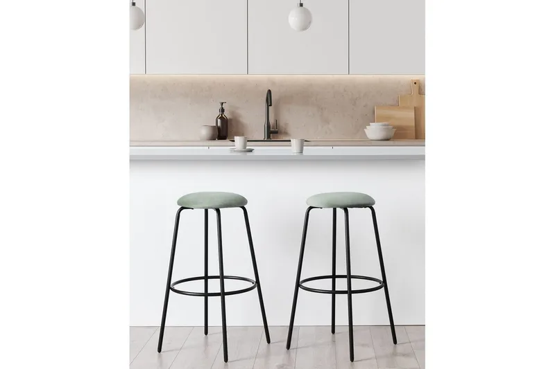 Barstol Morton set om 2 Grön-Svart - Grön-Svart - Möbler - Fåtölj & stolar - Barstol & barpall
