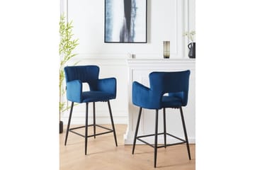 Barstol Sanilac set om 2 Blå-Svart - Blå-Svart - Möbler - Fåtölj & stolar - Barstol & barpall