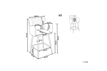 Barstol Sanilac set om 2 Blå-Svart - Blå-Svart - Möbler - Fåtölj & stolar - Barstol & barpall