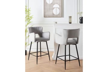 Barstol Sanilac set om 2 Grå-Svart - Grå-Svart - Möbler - Fåtölj & stolar - Barstol & barpall
