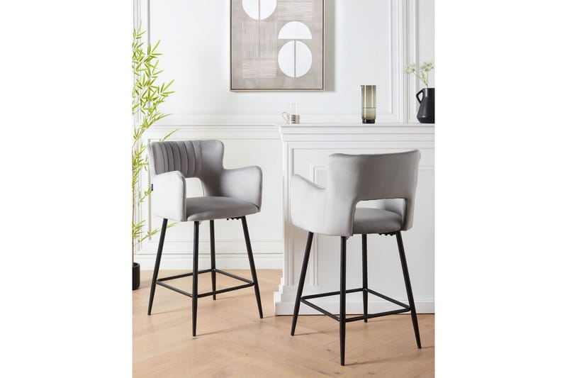 Barstol Sanilac set om 2 Grå-Svart - Grå-Svart - Möbler - Fåtölj & stolar - Barstol & barpall