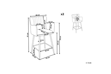 Barstol Sanilac set om 2 Grå-Svart - Grå-Svart - Möbler - Fåtölj & stolar - Barstol & barpall