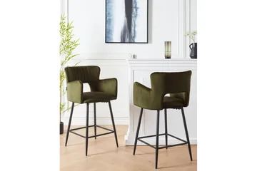 Barstol Sanilac set om 2 Grön-Svart - Grön-Svart - Möbler - Fåtölj & stolar - Barstol & barpall