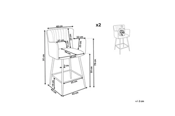 Barstol Sanilac set om 2 Orange-Svart - Orange-Svart - Möbler - Fåtölj & stolar - Barstol & barpall