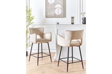 Barstol Sanilac set om 2 Taupe-Svart - Taupe-Svart - Möbler - Fåtölj & stolar - Barstol & barpall